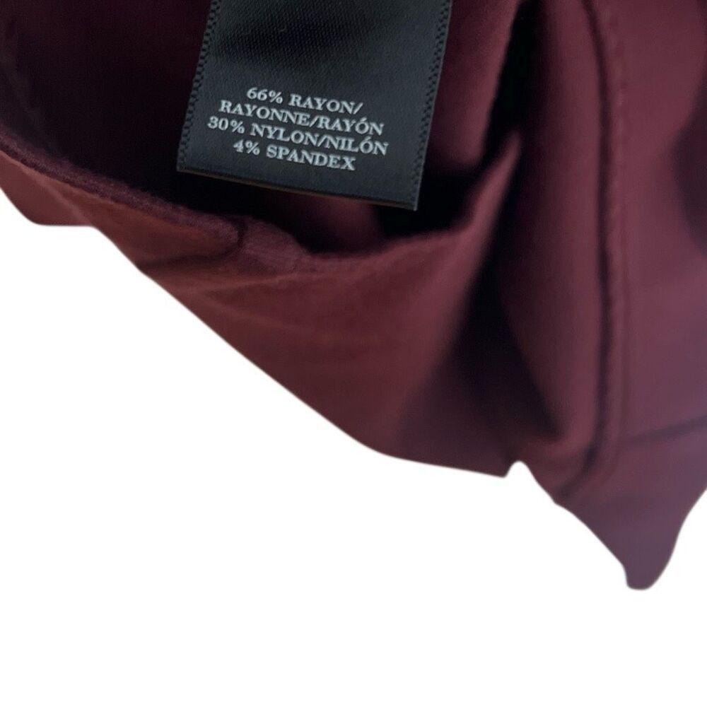 Ann Taylor Ponte Knit V-Back Short Sleeve Stretch Sheath Dress Burgundy Size 4 - Picture 8 of 12